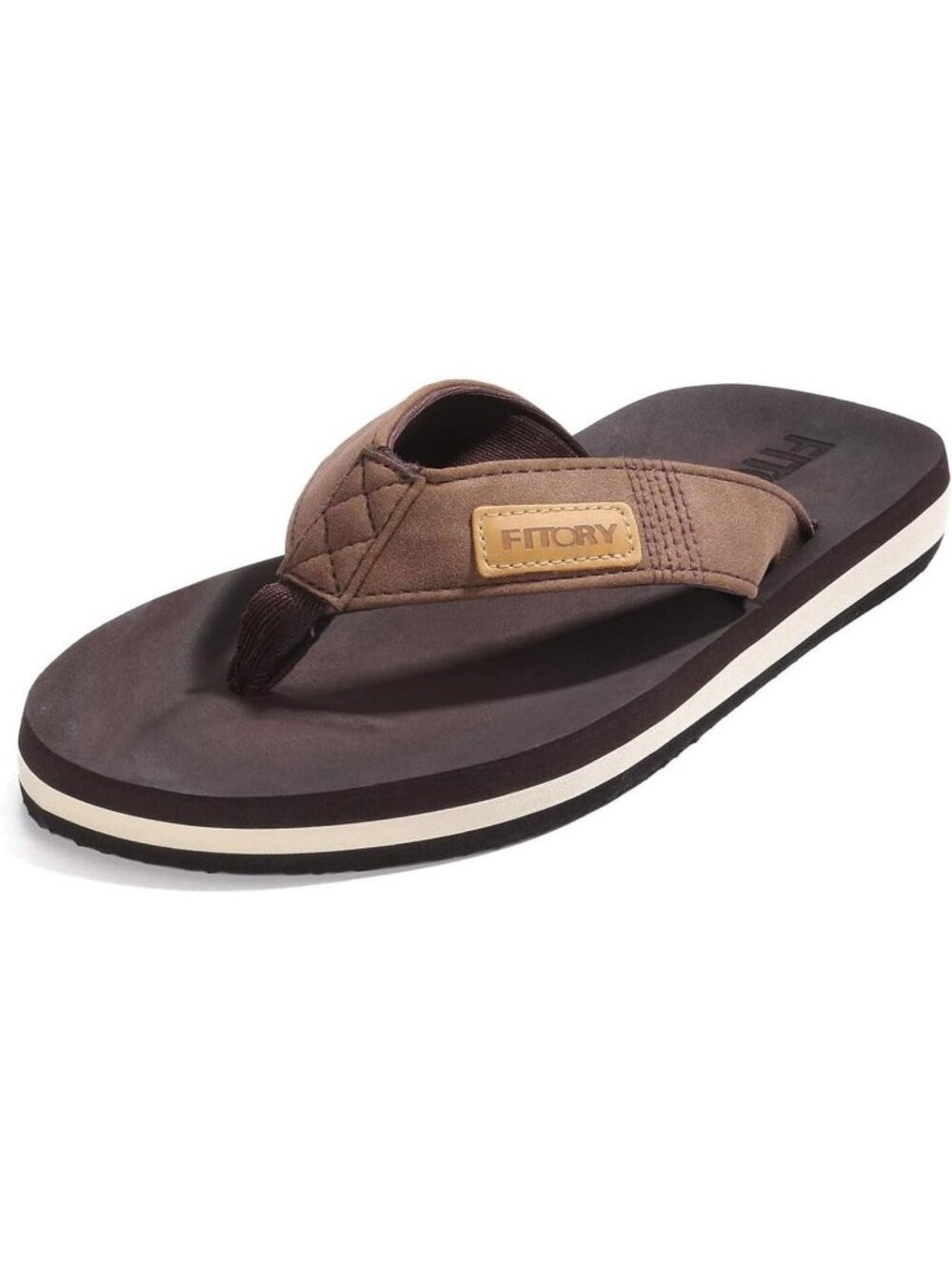 Mens Brown Flat Thongs Solid Comfort Split Toe Rubber Flip Flop Slipper Shoes